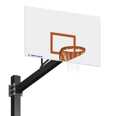 Basketball System - Titan (Powder Coated) Black (6 in. x 6 in. Pole with 6 ft. Offset) - 72 in. Steel Backboard - Playground Goal (Surface Mount)